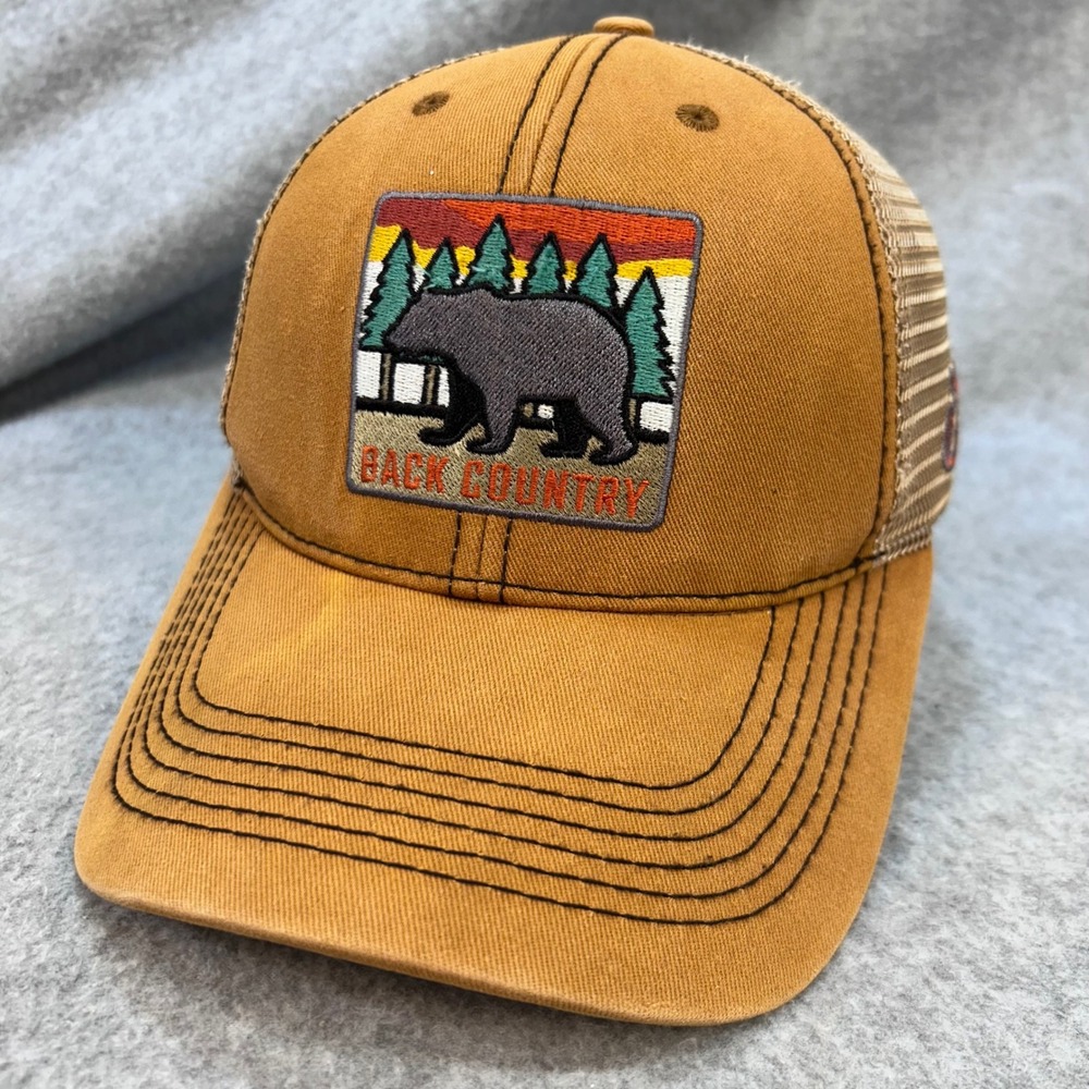 Back Country Bear Patch Mens Brown Southern Lure Trucker Hat Snapback OSFM